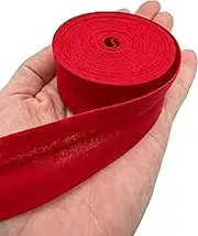PEPPERLONELY 5 Yards 25mm (1 Inch) 100% Cotton Single Fold Bias Type Bias Binding for Sewing and Hemming Ribbon - Red