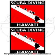 HAWAII SCUBA DIVING Flag-Map Shape USA Rectangular Stickers, Decals 75mm x2