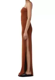 Camilla and Marc Corbin Knit Skirt | Brown, Knitted, Maxi/Midi, Slit, High Waist