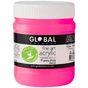 Global Colours Acrylic Paint Zero VOC 500mL Fluoro Pink