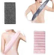 2 Pack Back Scrubber for Shower Bath, Exfoliating Body Scrubber, Japanese Scrub Wash Cloth, Exfoliating Washcloth Towel for Men Women, Body Exfoliator Loofah Luffa Sponge Net Rag Back Washer (Black & Pink)