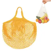 1-Pack Reusable Washable Mesh Net String Grocery Bags [Yellow,Short Handle]