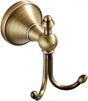 LSDZHK Antique Bath Robe Hook, Solid Brass Double Hooks Towel Rack, Vintage Bathroom Door Clothes Hanger for Bathroom Kitchen Accessories