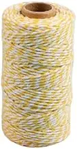 Yellow and White Twine String, 328 Feet Christmas Bakers Twine String, 1.5MM Heavy Duty Packing String for DIY Crafts, Christmas Decoration, Gift Wrapping, Craft Wrapping