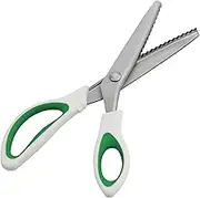 Green Pinking Shears, Zig Zag Craft Scissors Decorative Edge, Pinking Shears for Fabric Cutting, Professional Dressmaking Sharp Fabric Sewing Scissors, Comfort Grips Scrapbook