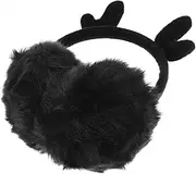 [OSALADI] 1 Set Plush Backpack Winter Fashion Backpack Fluffy Shoulder Bag Winter Accessories Versatile Backpack Storage Bag Xmas Earmuff Lovely Schoolbag Retractable Headdress Black