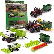 Toyland® Pack of 6 Die Cast Metal Farm Tractor & Implements Set - Approx. 5cm - 4 Assorted Designs - 1 Chosen at Random