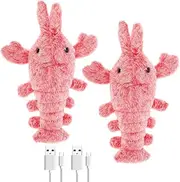 1Pc/2Pcs Floppy Lobster Dog Toy, Plush Lobster Interactive Pet Toy, USB Charging Wiggly Lobster Dog Toy, Soft Cat Chew Kicker Toy, Lobster Pet Toy with Built-in 300mAh Battery for Pet Dog Cat (2Pcs)
