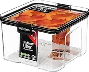 Sistema Ultra Tritan Airtight Pantry Storage Container | 1.4 L Square Food Storage Container | Stackable | with Locking Clips | BPA-Free | Clear with Black Accents