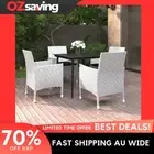 Garden dining set 5 piece black cushion white rattan outdoor furniture 9746