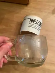 1970 Vintage Nestle Nescafe World Globe Frosted Glass Coffee Mug Cup