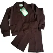 Vintage 70s Marjory Daw Brown Long Sleeve Button Up with Flared Pants Size 4 5
