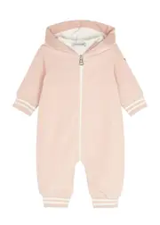 Moncler Kids Logo Stretch-fleece Babygrow - Pink 6 months