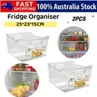 2PCS Clear Plastic Fridge Pantry Organiser Kitchen Storage Container Holder 25cm