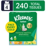 Kleenex Lotion Facial Tissues with Coconut Oil, 4 Cube Boxes, 60 Tissues per Box
