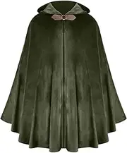 AUZOEYTOYK Men Halloween Hooded Cloak Medieval Cloak Gothic Hooded Hlloween Costume Velvet Cape Renaissance Vintage Dress Up