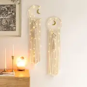 2 Pack Macrame Dream Catcher with String Lights Boho Wall Hanging Decor