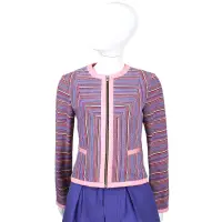 在飛比找Yahoo奇摩購物中心優惠-LOVE MOSCHINO 粉色系織紋設計拉鍊外套