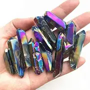 50g Rainbow Titanium Aura Lemurian Seed Quartz Crystal Stones Point Specimen Quartz Crystals