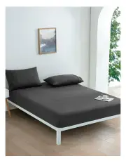 [Dreamaker] Micro Flannel Combo Fitted Sheet Set in Charcoal