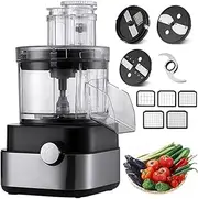 Commercial Food Processor,5L Large Electric Vegetable Dicer Chopper 600W Multifunctional Professional Veggie Shredder Grater Multifunctional Meat Grinder Blender with 5 Stainless Steel Blades,for Home