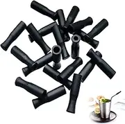 21Pcs Reusable Silicone Straw Tips, Stainless Straw Tips, Black Food Grade Straws Tips Covers Fit for 6mm Wide Stainless Steel Straws And Glass Straws
