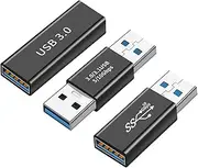 3kinds of USB 3.0 Adapters Kit, USB to USB Adapters, USB 3.0 Female to Female and Male to Male and USB A Male to Female, High Speed Convert Extension Coupler Connector