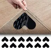 12 Pieces Anti-Slip Rug Grippers|Carpet Gripper|Carpet Tape|Rug Underlay|H HOME-MART Double Sided Washable Removable Anti Curling Corner Carpet Gripper, Non Slip Renewable Rug Tape (Heart)