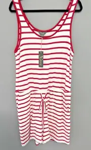 Cabela's Women’s Shorts Romper Red White Striped Knit Tank Sz L NEW