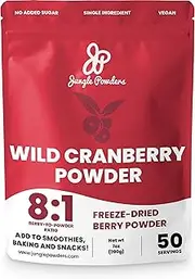 Jungle Powders Wild Cranberry Powder 7 Ounce Freeze Dried Whole Cranberry Extract for Baking Powdered Unsweetened Cranberry Supplement for Urinary Tract Health Cranberries Dried Fruit No Sugar Added