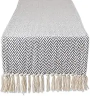 DII Woven Basic Tabletop Collection, Chevron Table Runner, 15x72, Stone Blue