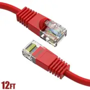 12FT Cat5E RJ45 Network LAN Ethernet UTP Patch Cable Cord Gold Copper Wire Red