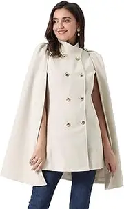 [Allegra K] Cape Coats for Women's Winter Slit Sleeve Double Breasted Cloak Coat