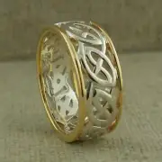 Sterling Silver & 10K Celtic Knot Wedding Ring KEITH JACK Sizes various sizes
