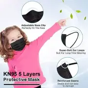 50Ps Kid Child Boy KN95 Face Mask Disposable Black 5 Layer C.E Approval FFP2 95%