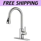Elegant Brushed Nickel Kitchen Sink Faucet with 3 Spray Functions for Efficiency
