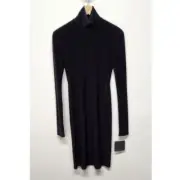 Norma Kamali Women's Slim Fit Long Sleeve Turtle Neck Black Dress, Size 38 (Med)