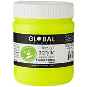 Global Colours Acrylic Paint Zero VOC 500mL Fluoro Yellow