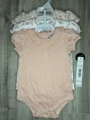 Nicole Miller Baby Girls Peach Melba Butterfly Bodysuit 3pk Creeper Size 6/9 M