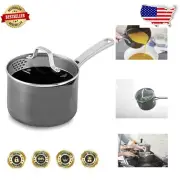 Effortless Cleanup 2.5 Quart Nonstick Saucepan with Straining Lid & Pour Spouts