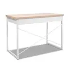 Artiss Metal Desk with Drawer - White with Wooden Top/Walnut Durable In Use