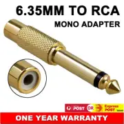 6.5mm 1/4" Male to Female RCA Connector Adapter Audio Plug Jack TS 6.35mm Mono