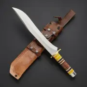 custom handmade high carbon steel 16"bowie knife resin handle with brass clip