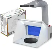 Airbrush Hobby Spray Booth with 3 LED Light Turn Table and Filter Hose, Large