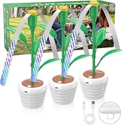 Fly Fan for Tables, Flowerpot Wave Design,Indoor&Outdoor Use,Hanging or Tabletop Placement,Food Fans for Camping、Picnic,USB&Battery Powered（3 Packs）