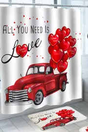All You Need Is Love Heart Balloons Truck Shower Curtain