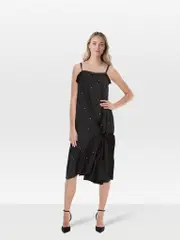 Black Polkadot Print Dress