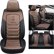 Compatible with Car Seat Covers Universal Full Set Accessories for Nissan Navara D22 Navara D40 Navara D40 S Navara Np300 Navara Np300 S Seat Protector:Black Coffee
