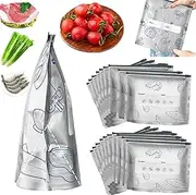 Reusable Aluminum Foil Sealable Storage Bags, Stand Up Foil Sealable Bags with Label and Zip Lock, Food Storage Preservation Bags,L