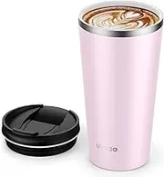 ulwae Insulated Coffee Mug with Ceramic Coating, 18oz Travel Mug with Leak-proof Lid, Vacuum Double-wall Tumbler, Stainless Steel Thermal Cup for Tea, Hot Cocoa, Cold Beverage, Ice Drinks